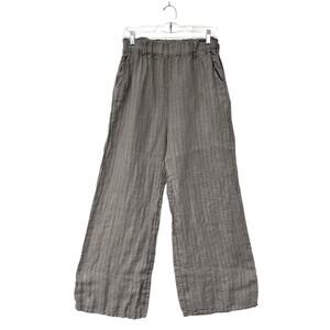 Campo De Firori Linen Wide Leg Pants Women’s Sz S Gray Pinstripe Pull On